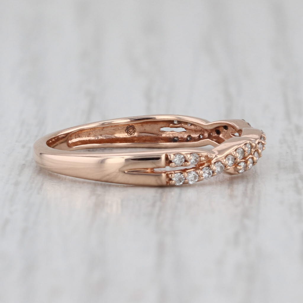 0.20ctw Diamond Contoured Woven Ring 14k Rose Gold Size 7 Stackable Band