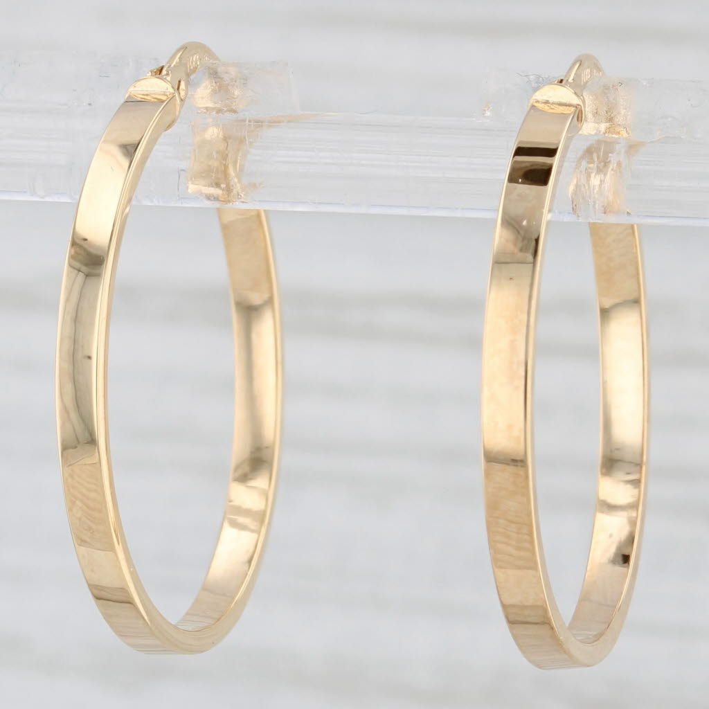 Light Gray Round Hoop Earrings 14k Yellow Gold Snap Top Pierced Hoops 24.3mm