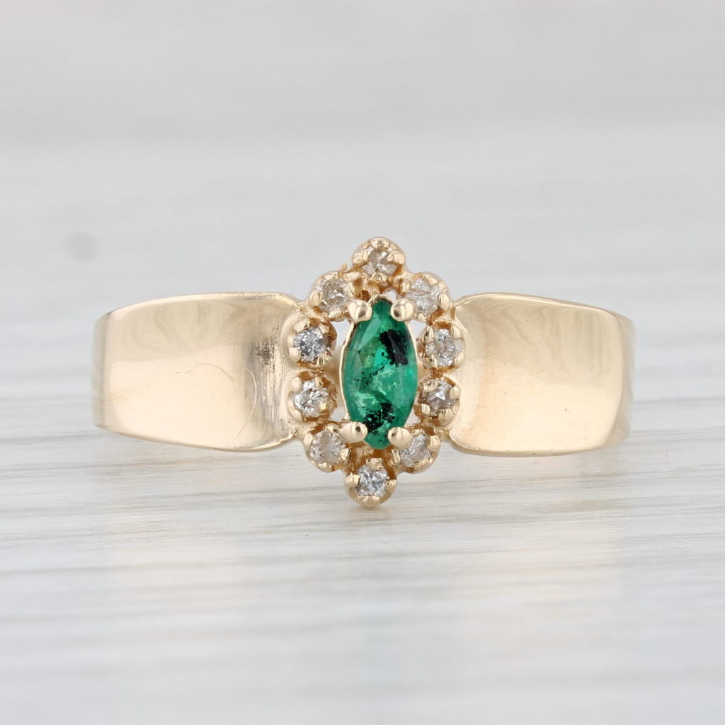 Light Gray 0.25ctw Marquise Emerald Diamond Halo Ring 14k Yellow Gold Size 7.25