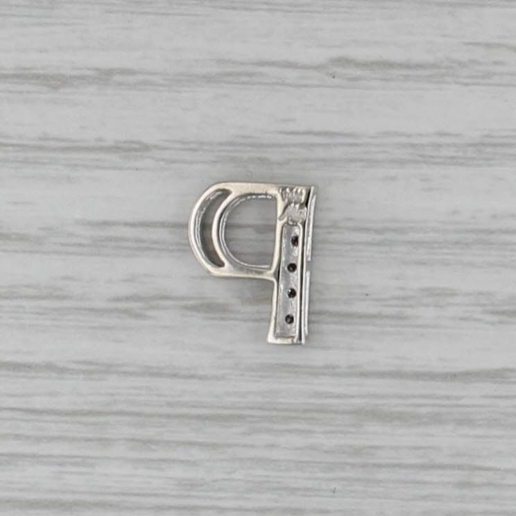 Letter Initial P Pendant 14k White Gold Floating Drop