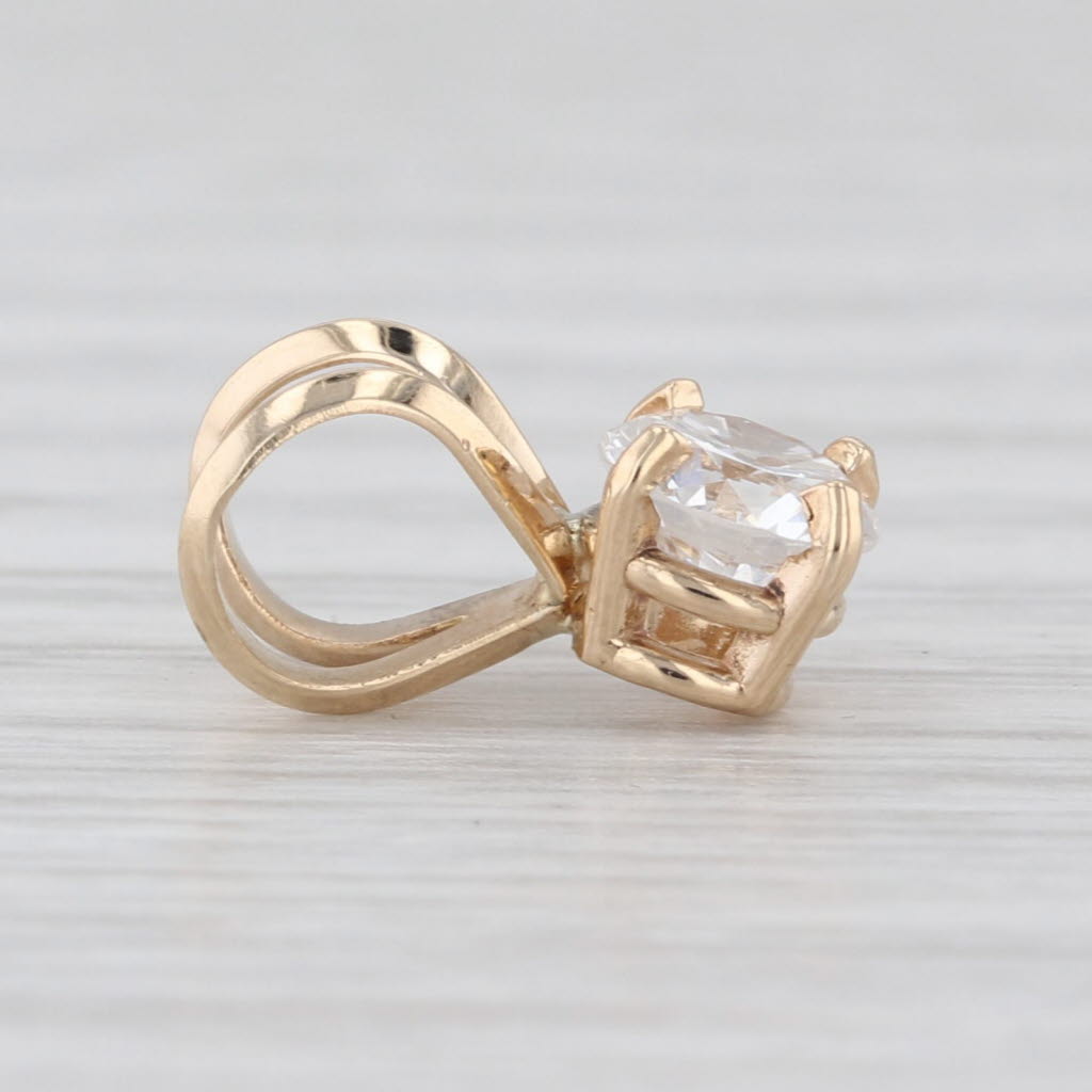 0.66ct Round Diamond Solitaire Pendant 14k Yellow Gold Small Drop