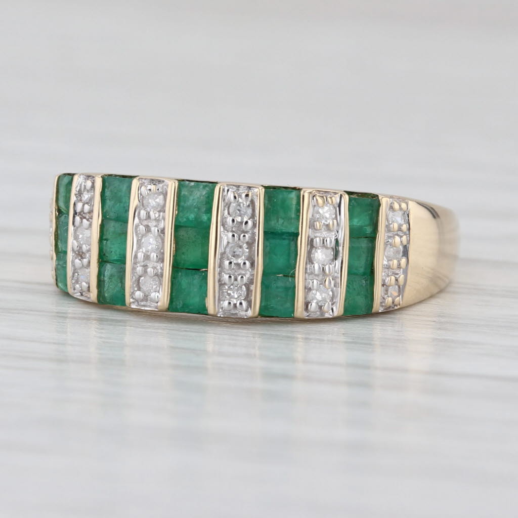 0.75ctw Emerald Diamond Ring 14k Yellow Gold Size 7.25 Stackable