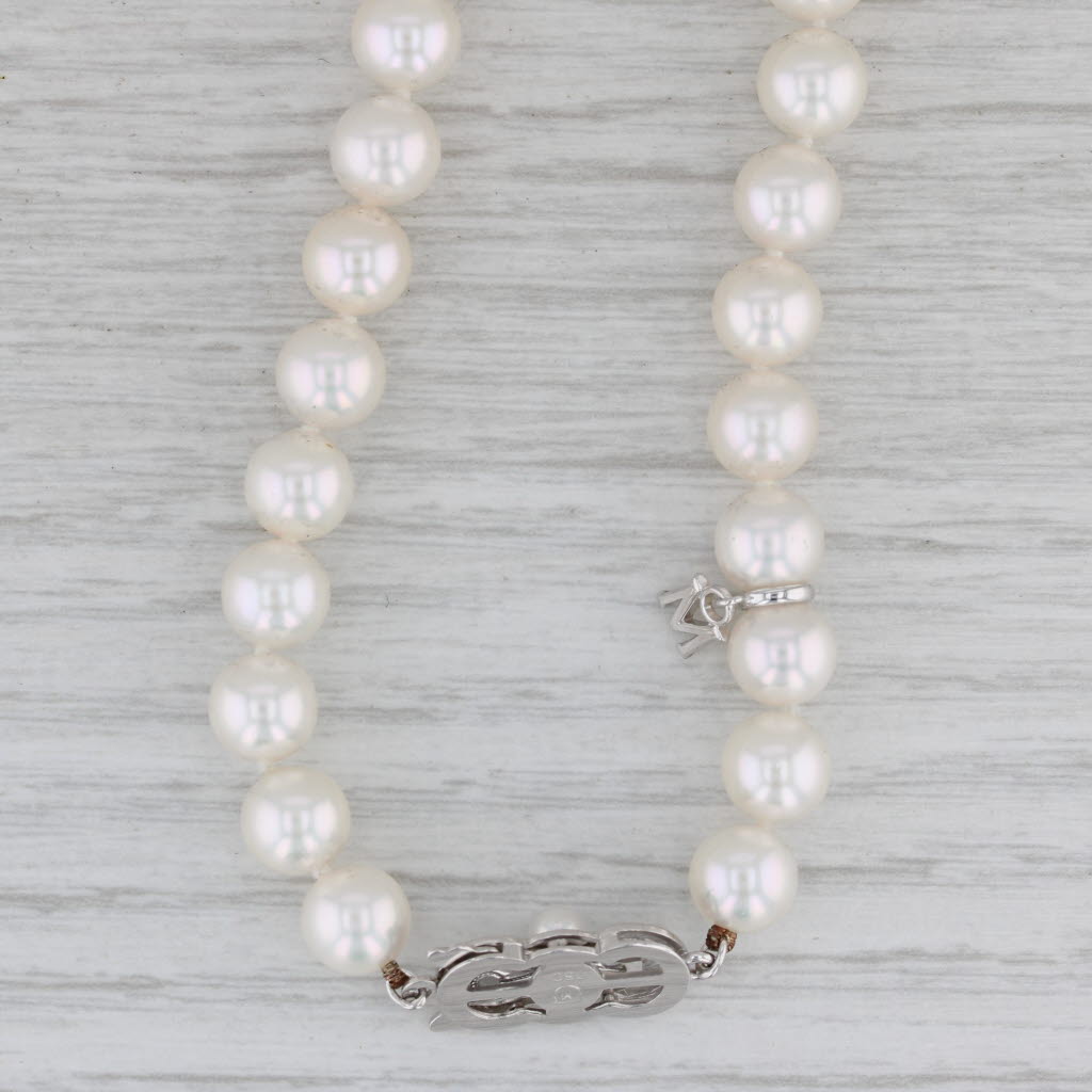 Gray Mikimoto Single Cultured Pearl Strand Necklace 18k White Gold 22.5"