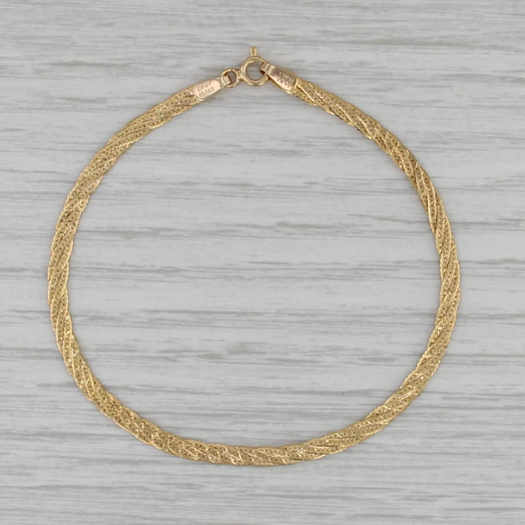 6.75" Woven Herringbone Chain Bracelet 14k Yellow Gold 2.8mm