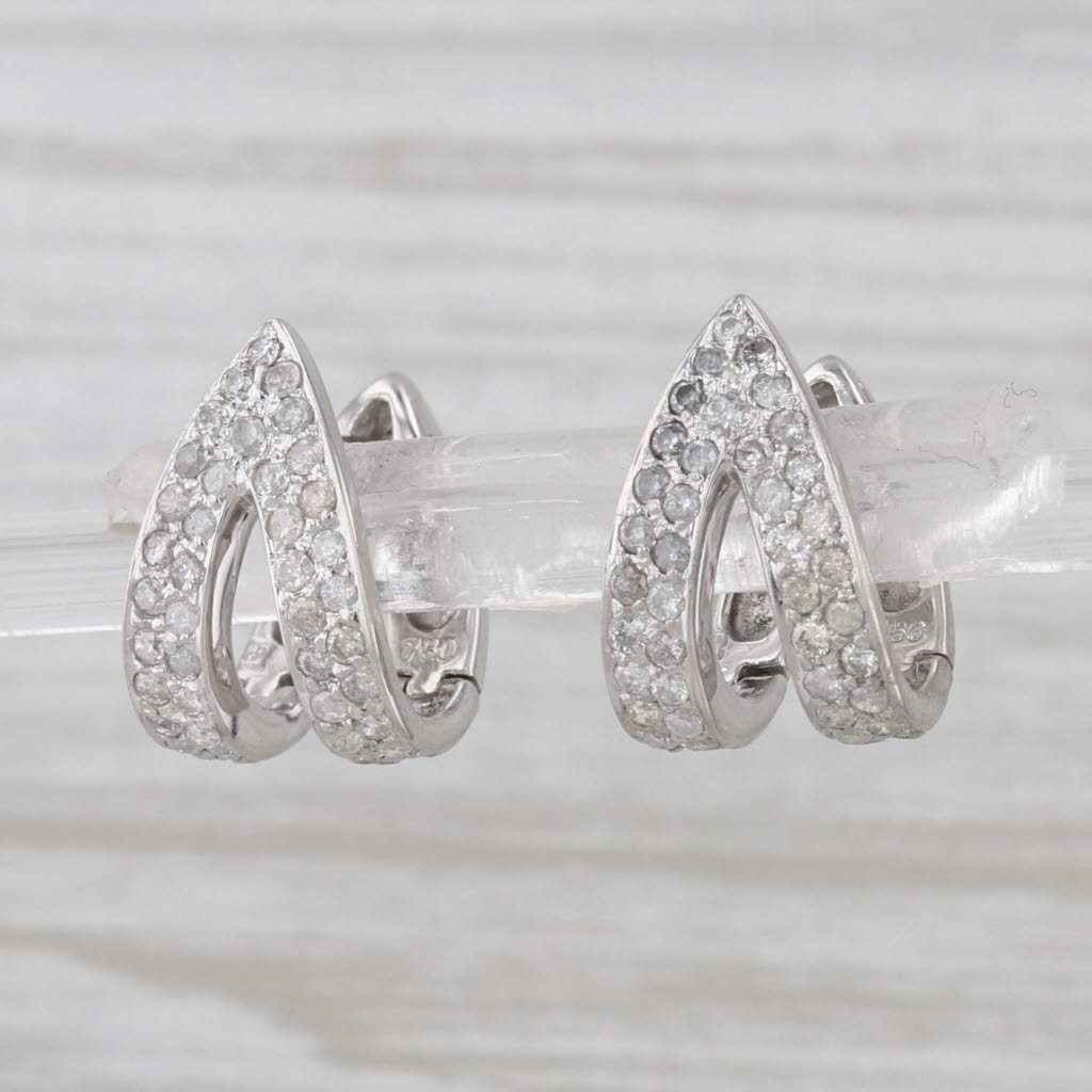 0.75ctw Diamond Hinged Hoop Earrings 18k White Gold Snap Top Drops