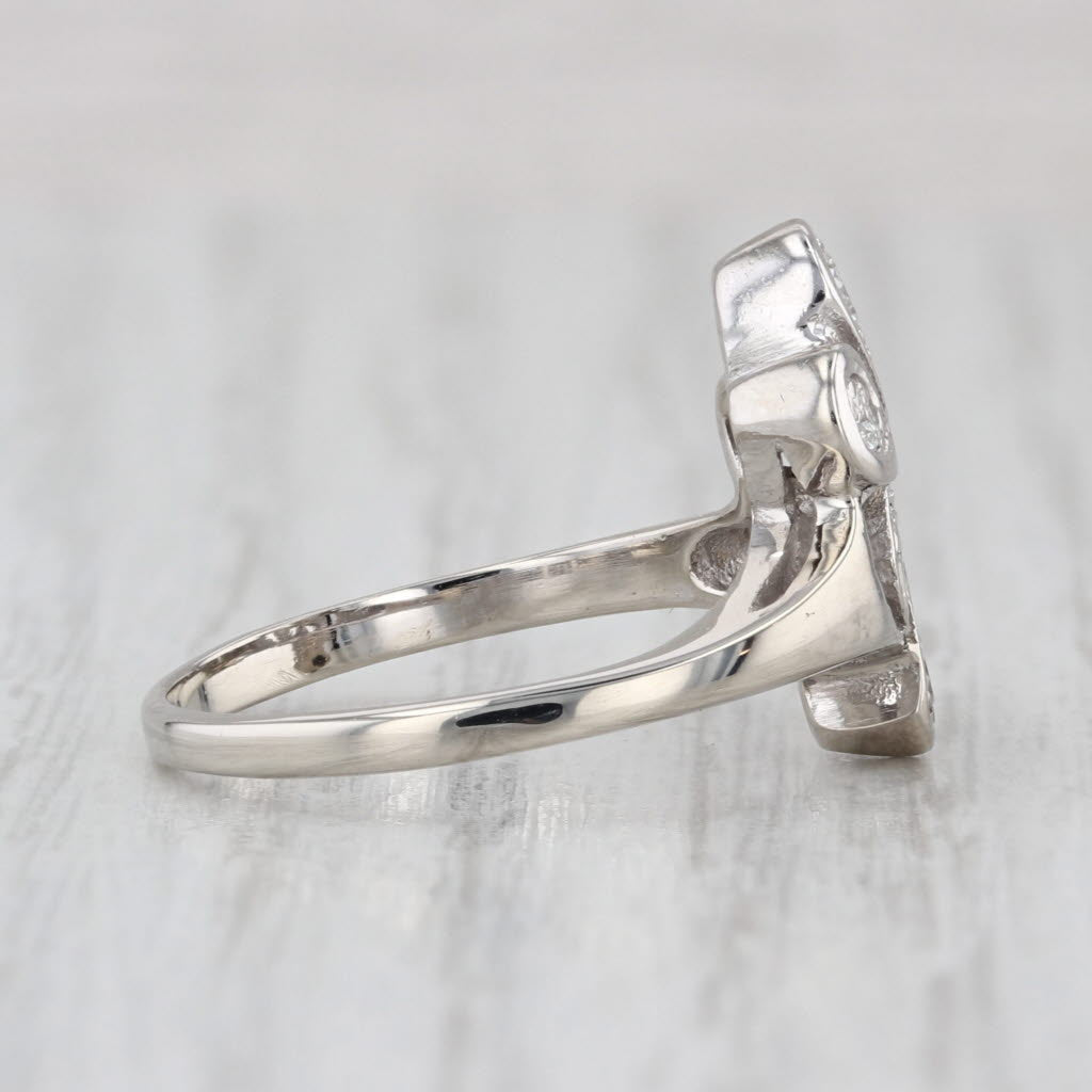 Vintage Converted Stickpin 0.19ctw Diamond Ring 14k White Gold Size 6.25