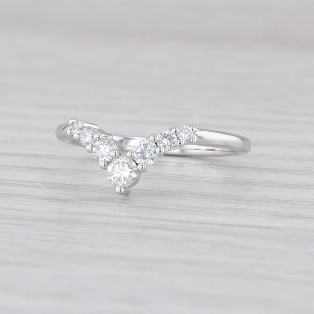 0.364ctw Lab Grown Diamond Wedding Band 14k White Gold Contoured Ring Size 6.25