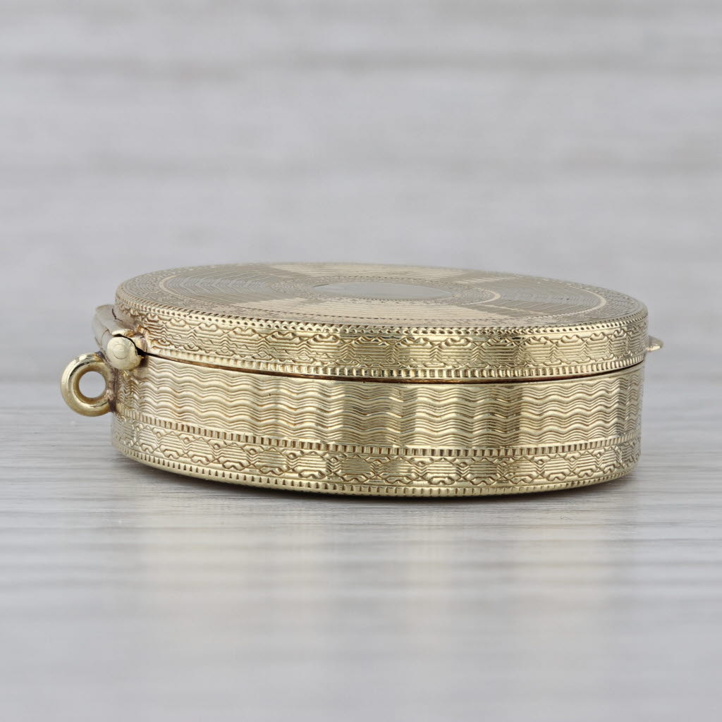 Gray Tiffany & Co Antique Pill Box 14k Yellow Gold Opens Ornate Pendant