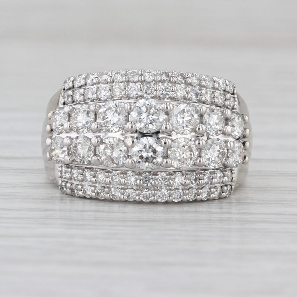 2ctw Diamond 3-Band Ring 10k White Gold Size 6.25 Anniversary