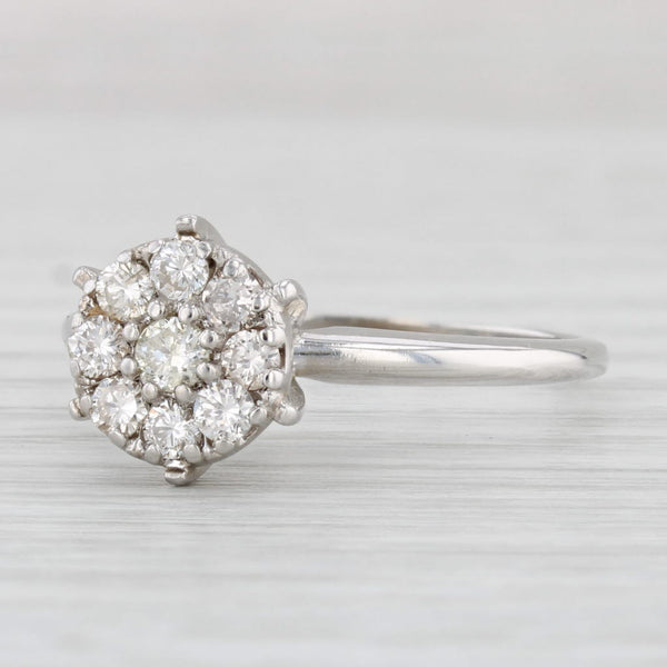 Light Gray Vintage 0.41ctw Diamond Cluster Vintage Engagement Ring 10k White Gold Sz 10.25