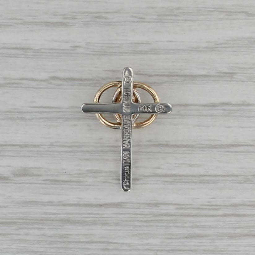 0.50ctw Diamond Cross Interlocking Rings Pendant 14k Gold Christian Marriage