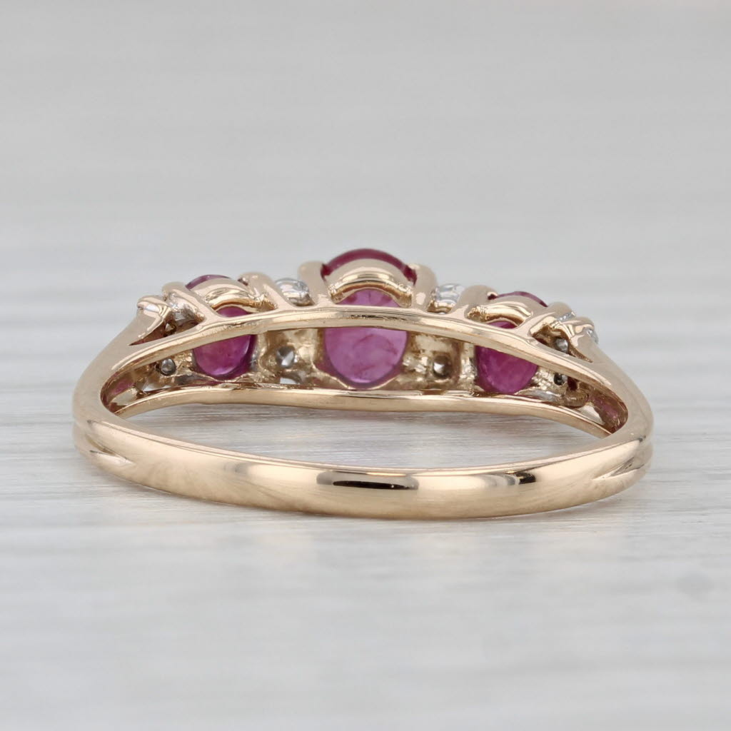 Gray 1ctw Ruby Diamond Ring 14k Yellow Gold 3-Stone Size 7 Stackable