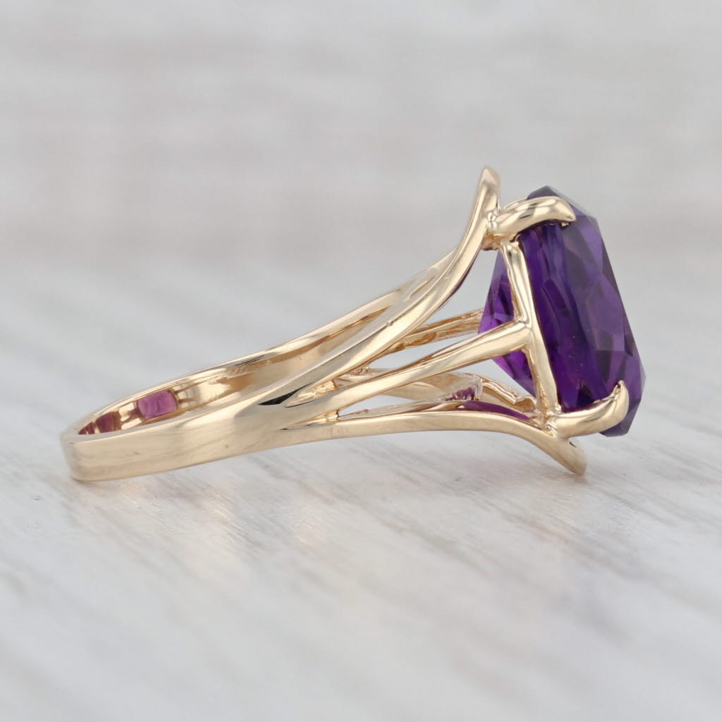 Gray 4.25ct Oval Amethyst Solitaire Ring 14k Yellow Gold Size 6.25