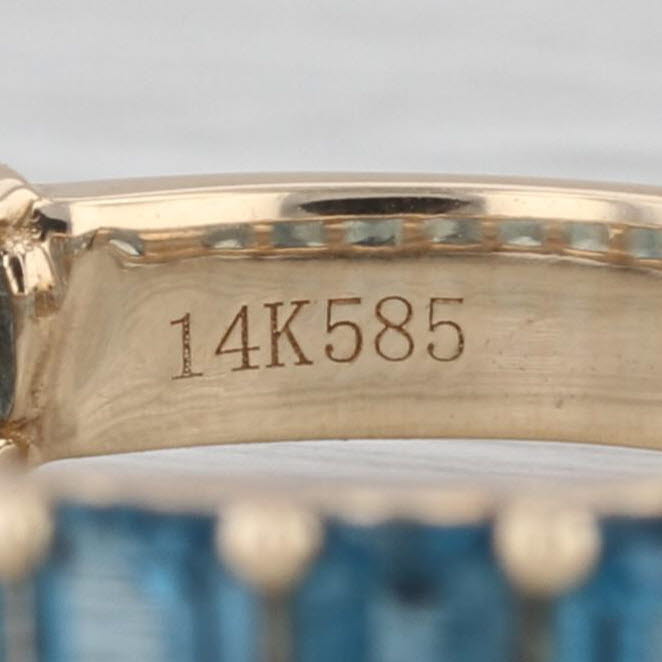 3.40ctw Blue Topaz Ring 14k Yellow Gold Size 6.25 Stackable Band Anniversary