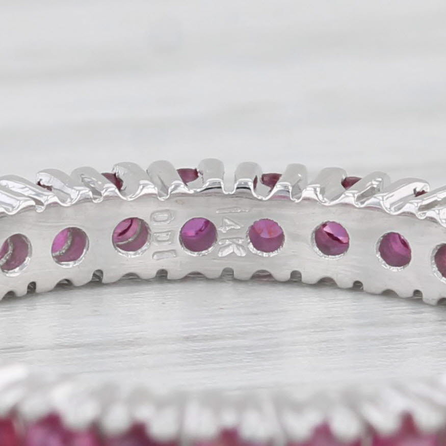 Light Gray 0.94ctw Ruby Eternity Band Stackable Wedding 14k White Gold Size 6.5