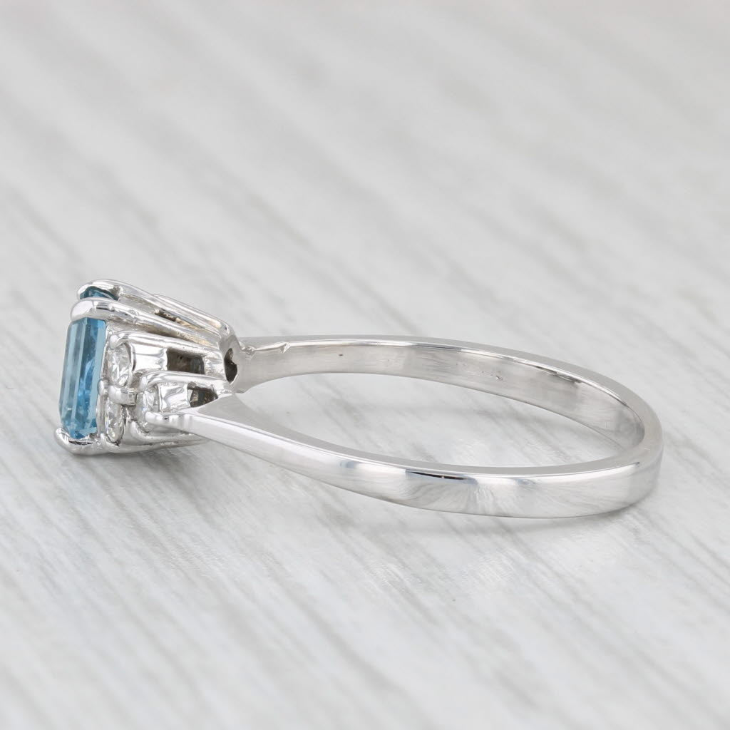 Light Gray 0.81ctw Aquamarine Diamond Ring 14k White Gold Size 7.5