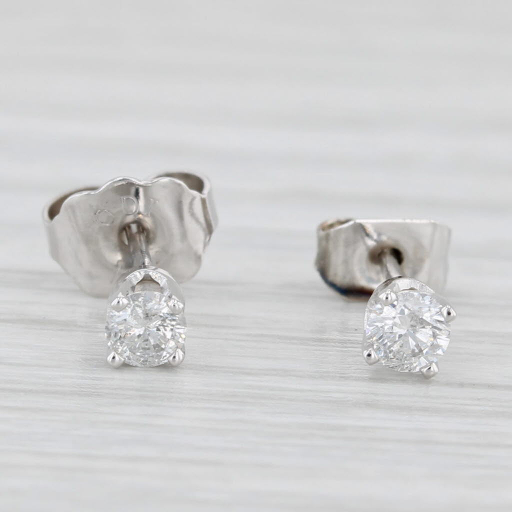 Light Gray 0.20ctw Diamond Stud Earrings 14k White Gold Round Solitaire Studs