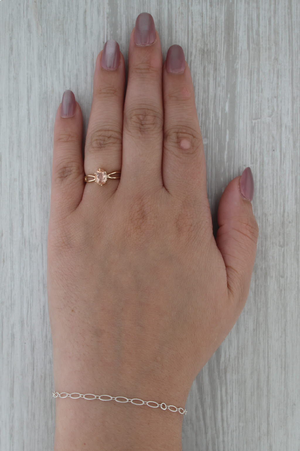 0.84ct Oval Solitaire Peach Orange Topaz Ring 14k Rose Gold Size 6.25