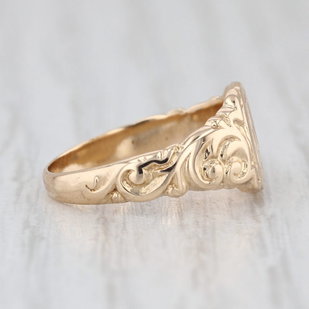 Antique Engraved Initial A Signet Ring 14k Yellow Gold Size 5