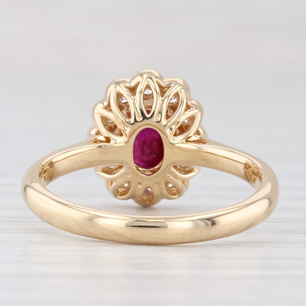 Light Gray 1.34ctw Ruby Diamond Halo Ring 18k Yellow Gold Size 6 Engagement AIGS