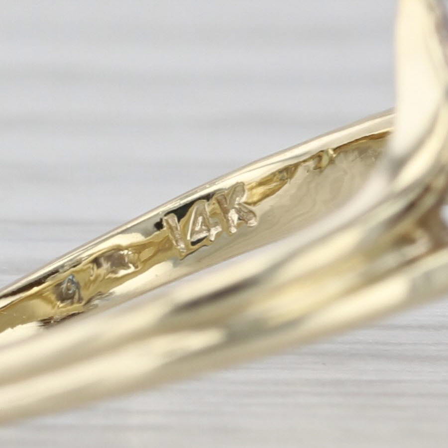 Blue Sapphire Diamond Cluster Bypass Ring 14k Yellow Gold Size 4