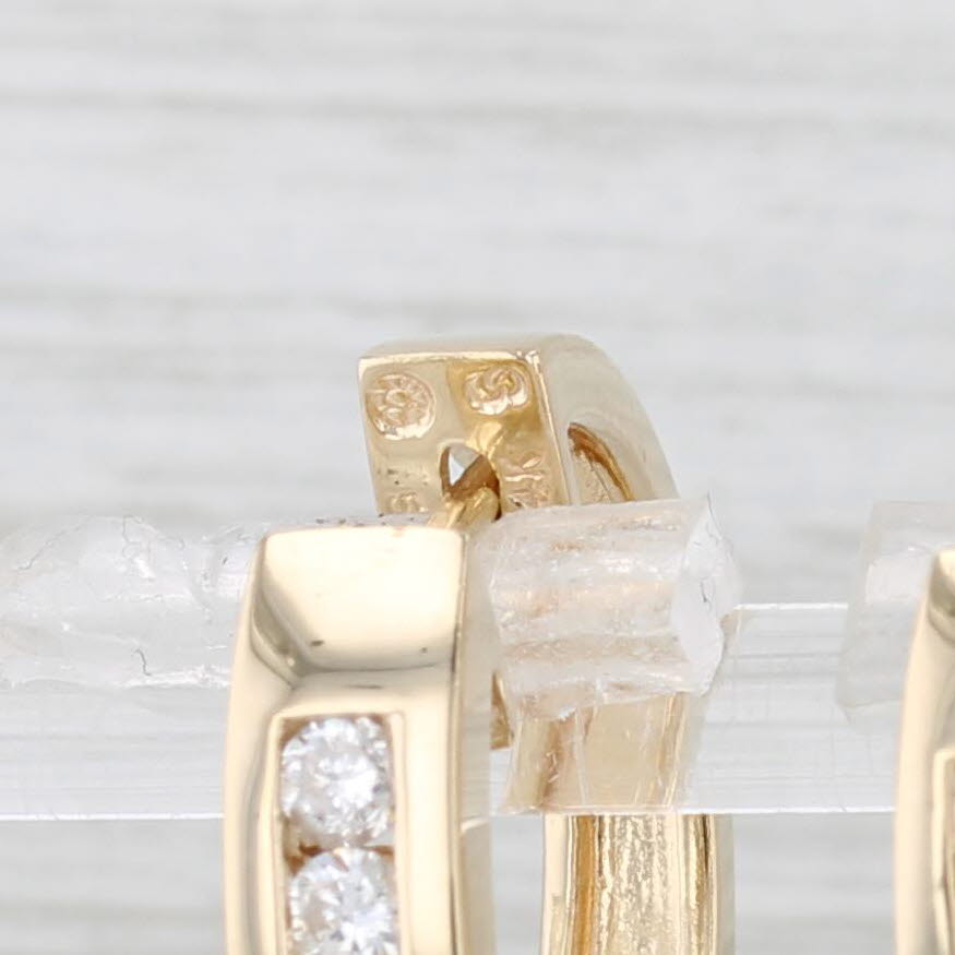 Light Gray 0.70ctw Diamond Hoop Earrings 14k Yellow Gold Hinged Snap Top Round Hoops