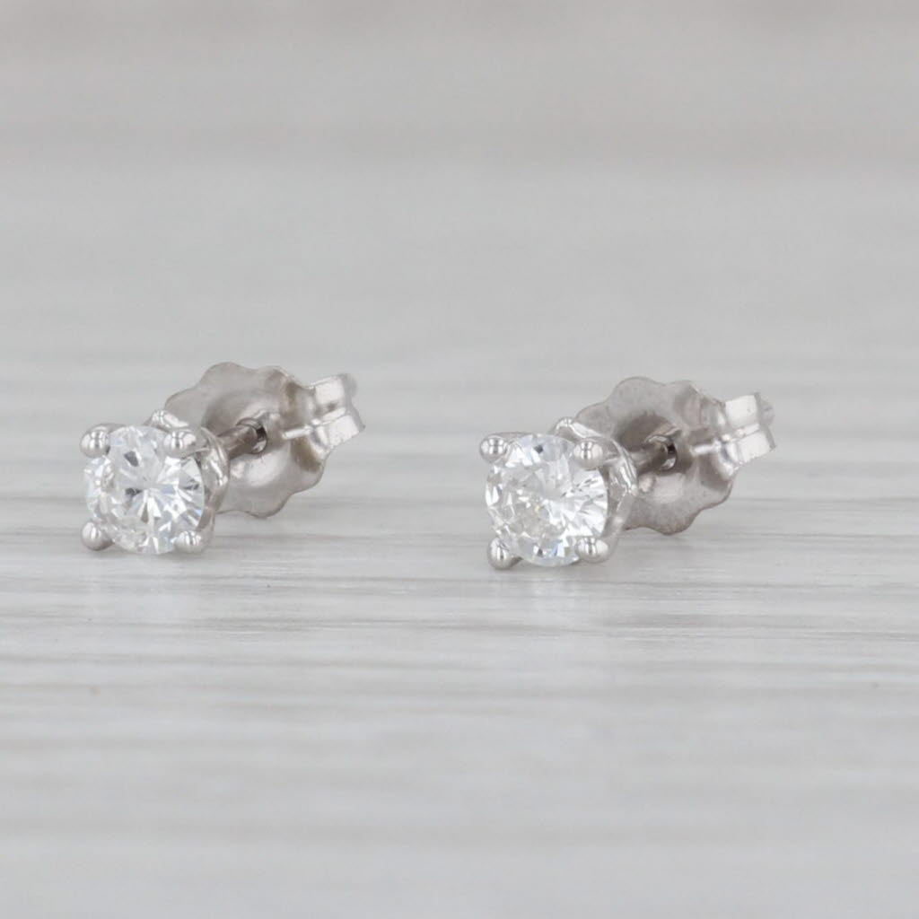 Gray New 0.26ctw Diamond Stud Earrings 14k White Gold Round Solitaires