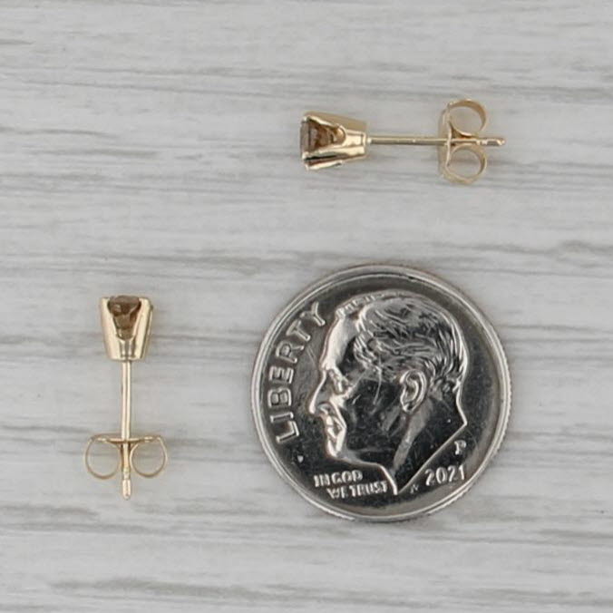 0.38ctw Brown Champagne Diamond Stud Earrings 14k Yellow Gold Studs