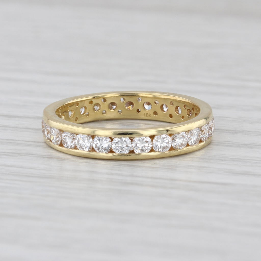 1.05ctw Diamond Eternity Band 18k Yellow Gold Stackable Anniversary Ring Size 8