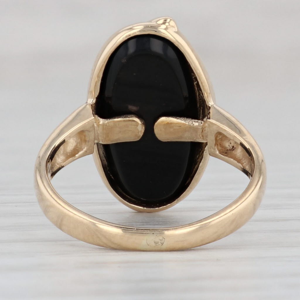 Gray Onyx Diamond Ring 14k Yellow Gold Size 4.75