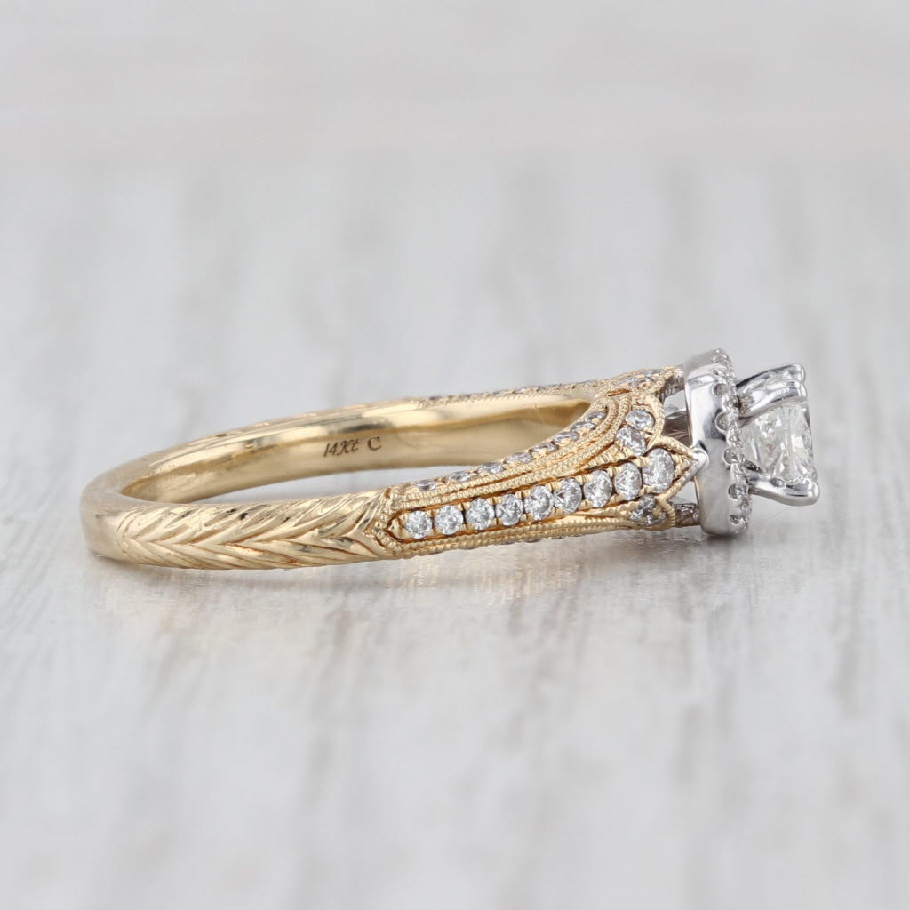 Neil Lane 0.84ctw Princess Diamond Halo Engagement Ring 14k Yellow Gold Sz 6.75