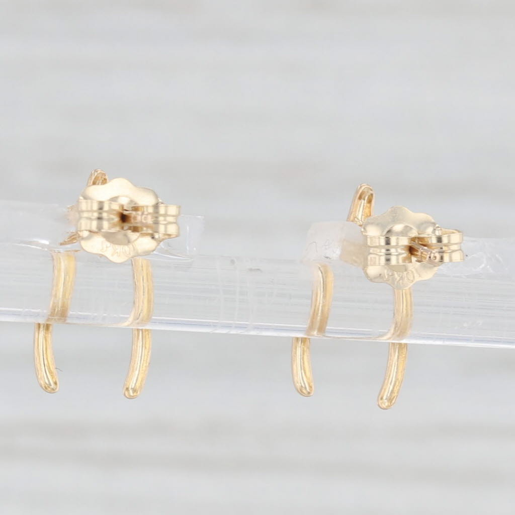 Light Gray Small Wishbone Stud Earrings 14k Yellow Gold Good Luck