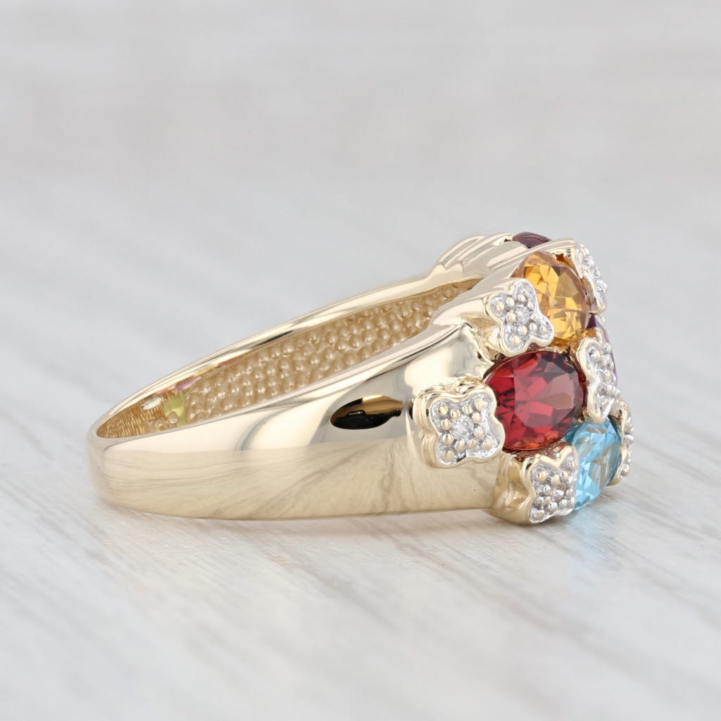 Light Gray 3.50ctw Gemstone Ring 14k Gold Topaz Garnet Peridot Tourmaline Amethyst Citrine