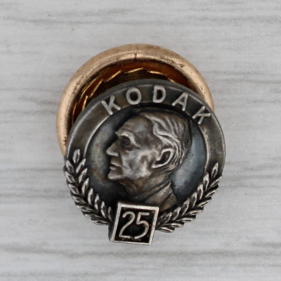 Dark Gray Vintage Kodak 25 Years Company Service Award Pin Sterling Silver Figural