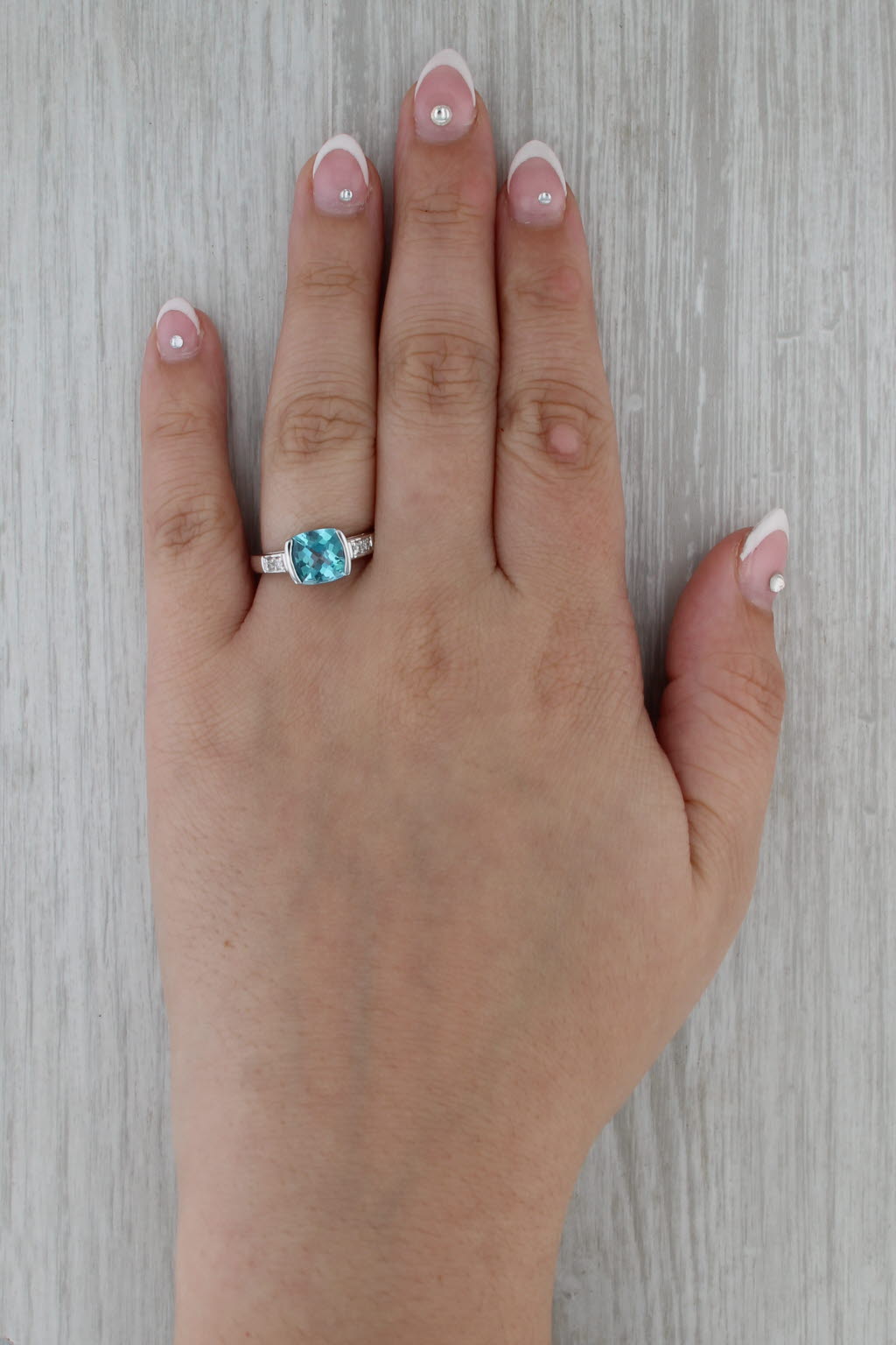 2.67ctw Mystic Teal Topaz Diamond Ring 10k White Gold Size 7