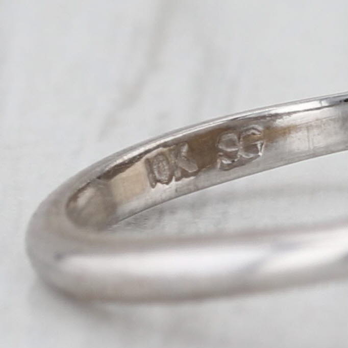 Vintage Diamond Princess Ring 10k White Gold Size 6.25