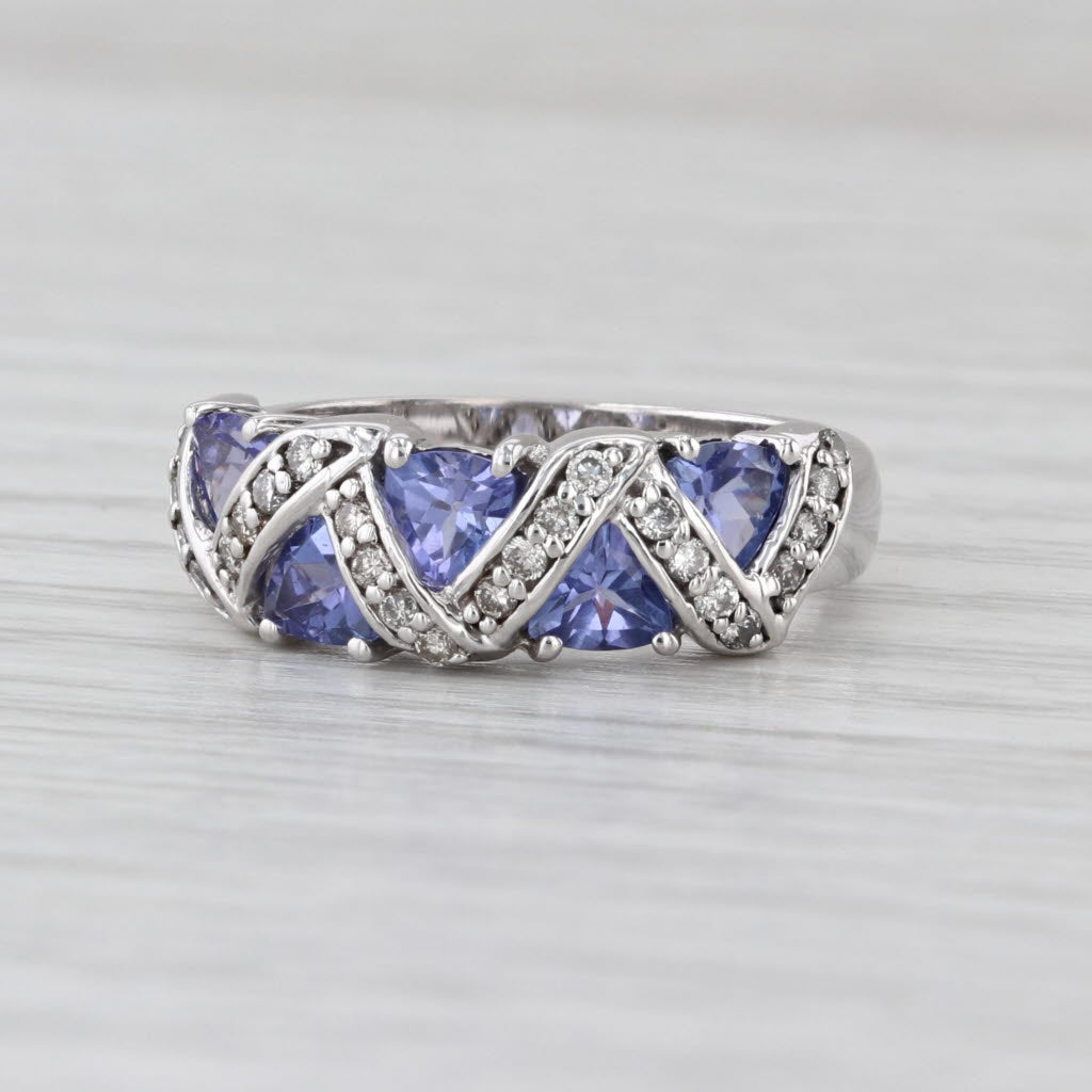 1.31ctw Tanzanite Diamond Ring 14k White Gold Size 6.75-7 Stackable