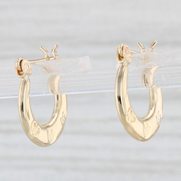 Light Gray Heart Accented Hoop Earrings 10k Yellow Gold Snap Top Round Hoops