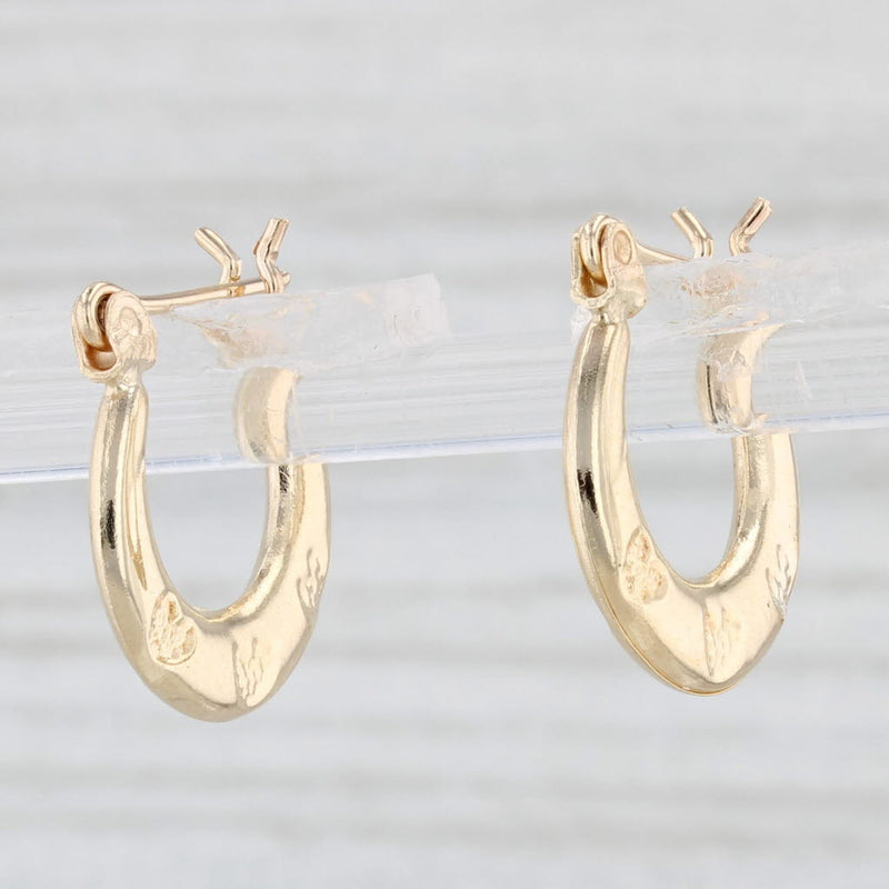Heart Accented Hoop Earrings 10k Yellow Gold Snap Top Round Hoops