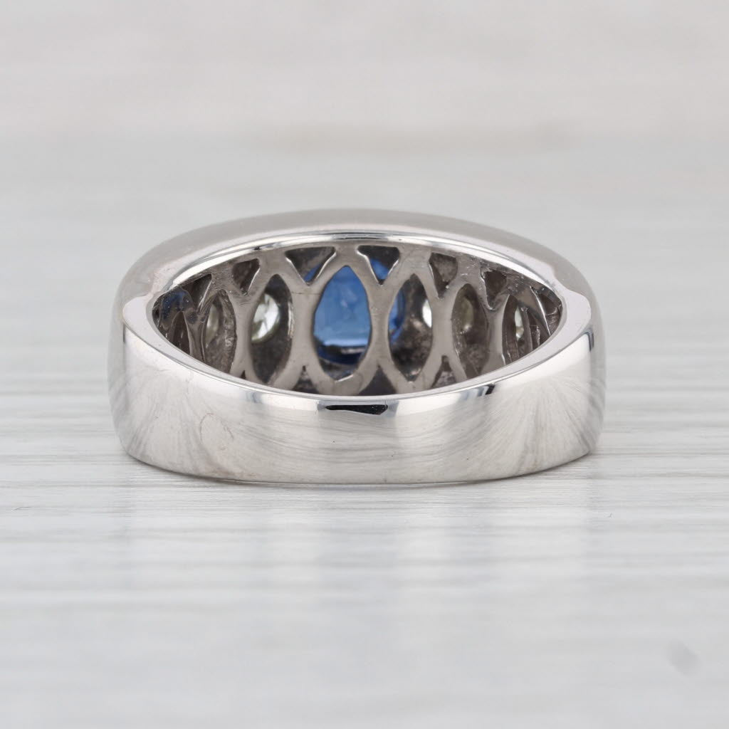 2.11ctw Blue Sapphire Diamond Ring 14k White Gold Size 8.5