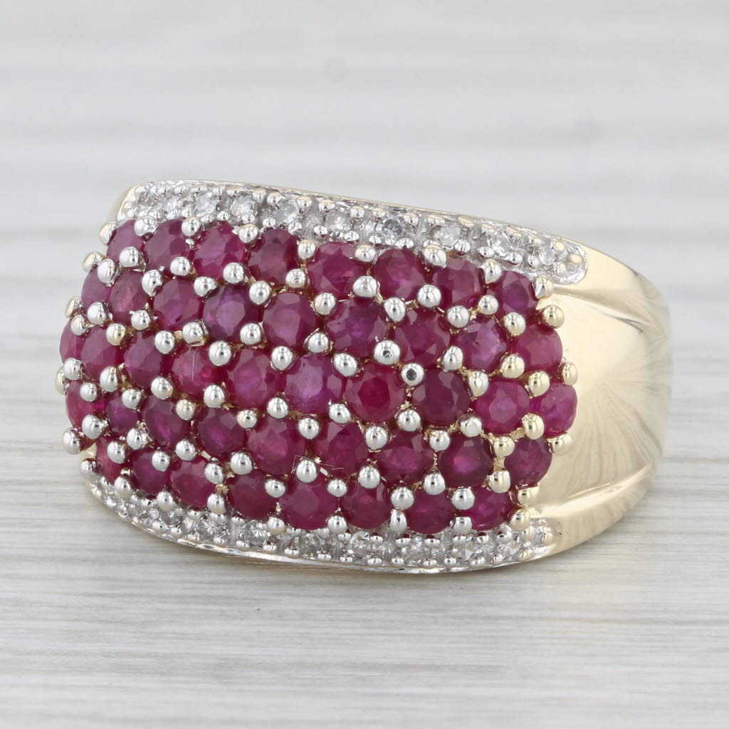 Light Gray 1.82ctw Ruby Diamond Cluster Ring 10k Yellow Gold Size 7.25