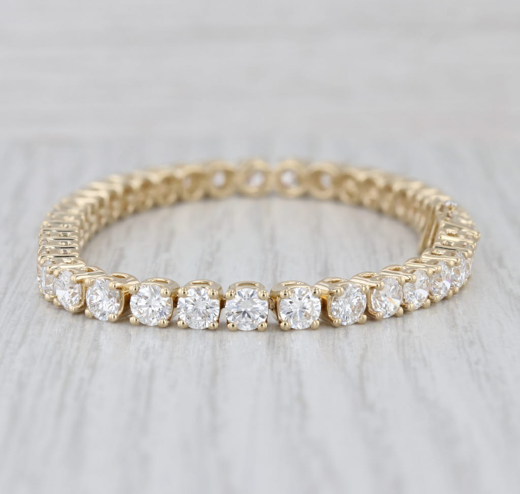 New 11.20ctw Lab Grown Diamond Tennis Bracelet 14k Yellow Gold 7" 4.2mm