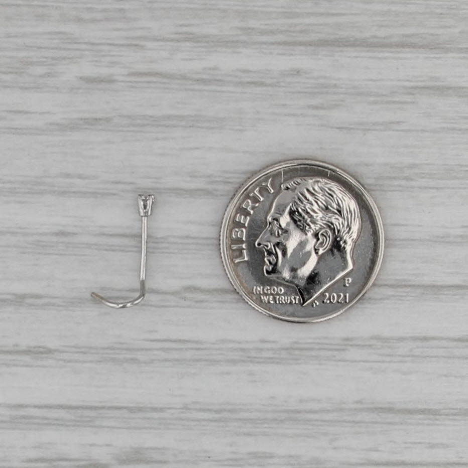 New Diamond Nose Piercing Stud 14k White Gold Round Solitaire Curved Post 2
