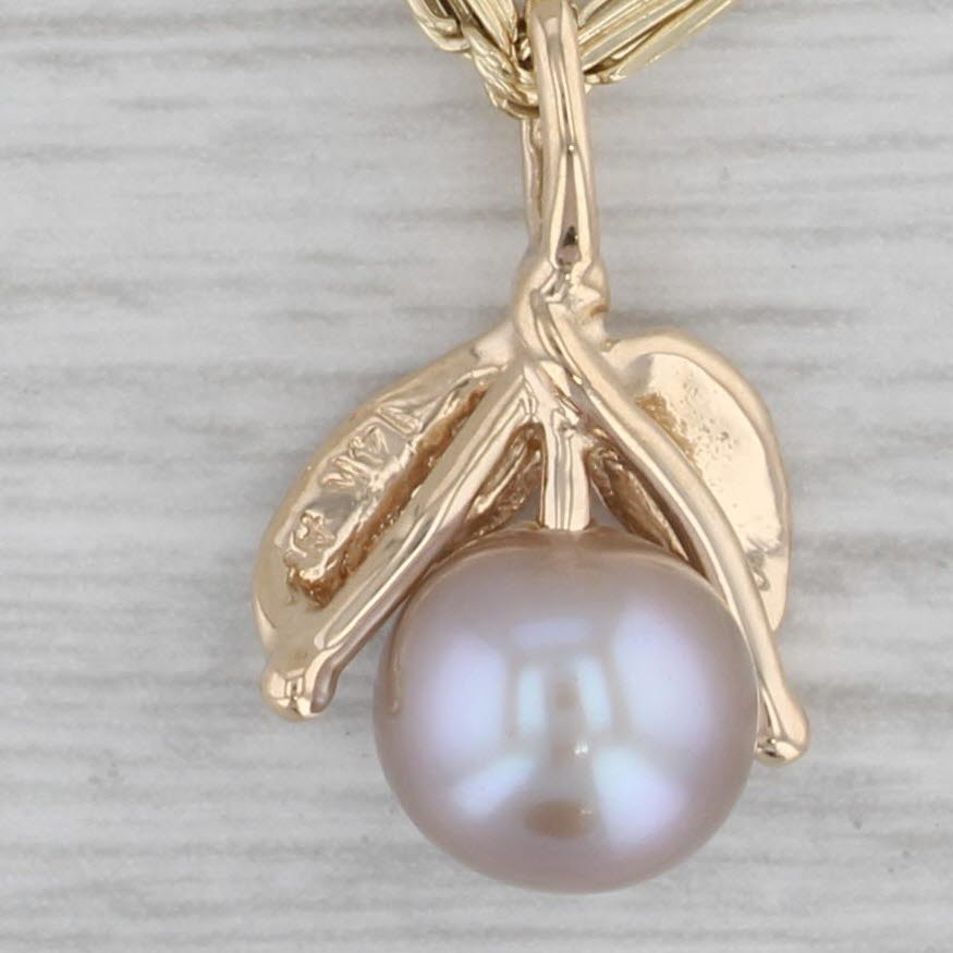 Gray Gray Akoya Pearl Flower Pendant Necklace 14k Yellow Gold 20.5"