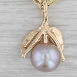 Gray Akoya Pearl Flower Pendant Necklace 14k Yellow Gold 20.5"