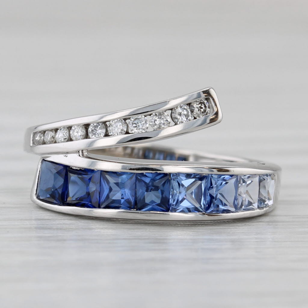 Gray 1.22ctw Lab Created Sapphire Diamond Bypass Ring 10k White Gold Size 7