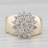 0.75ctw Diamond Cluster Ring 10k Yellow Gold Size 5.5 Cocktail