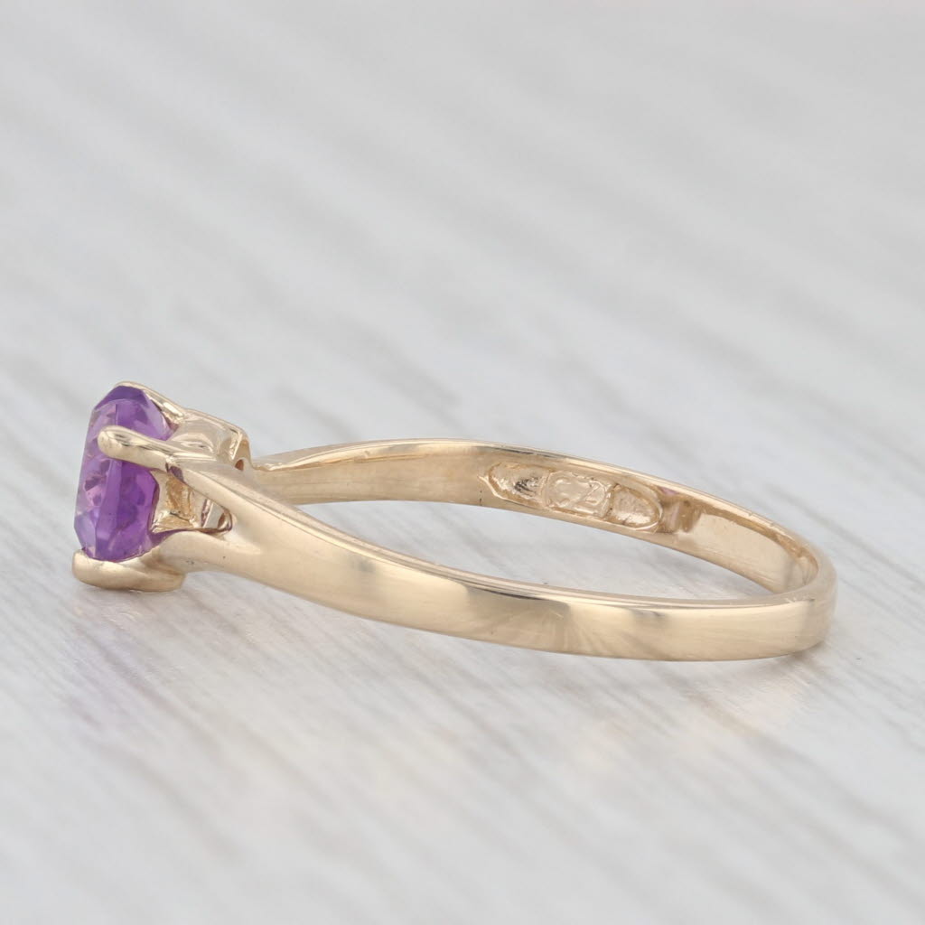 Light Gray 4.40ctw Amethyst Heart Cubic Ziroconia 10k Yellow Gold Ring Size 7