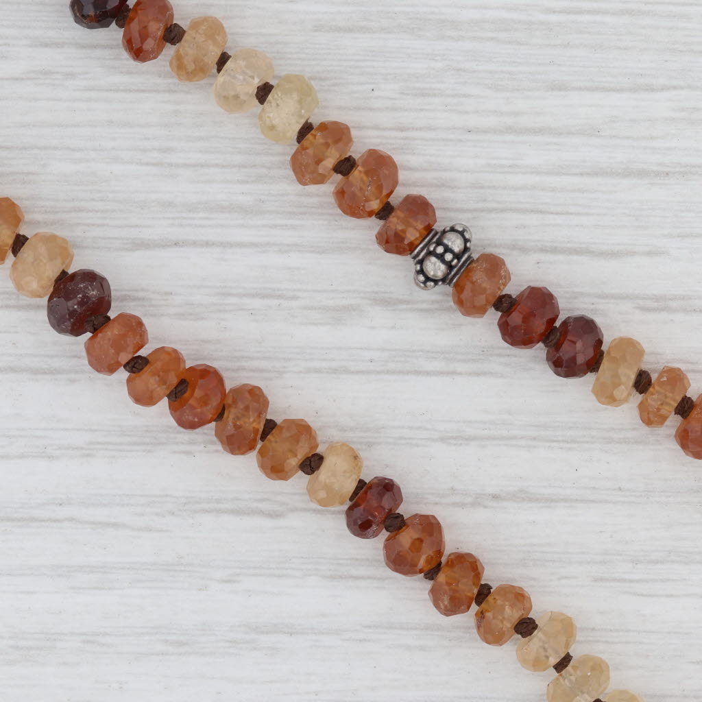 New Nina Wynn Garnet Bead Heirloom Necklace Sterling Silver 39.5-43.5" Long