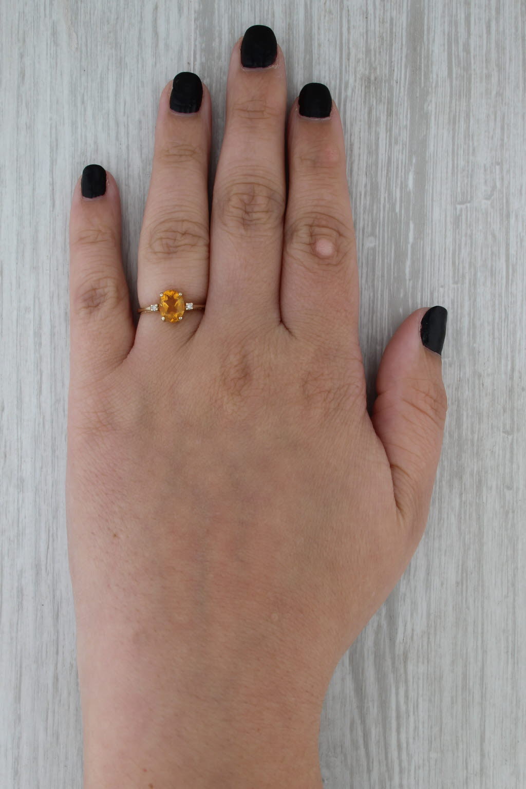1.15ctw Oval Citrine Diamond Ring 10k Yellow Gold Size 6.25